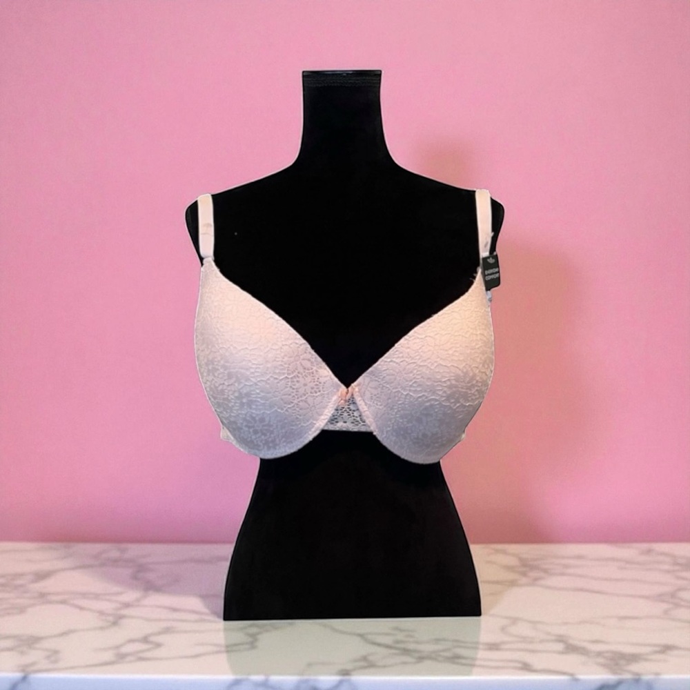 Laura Ashley NWT lingerie lace pink underwire adjustable straps bra size 42D